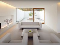 sleek and minimalist living room open