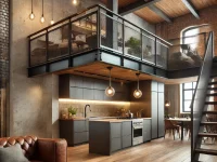 a modern industrial-style apartment interior