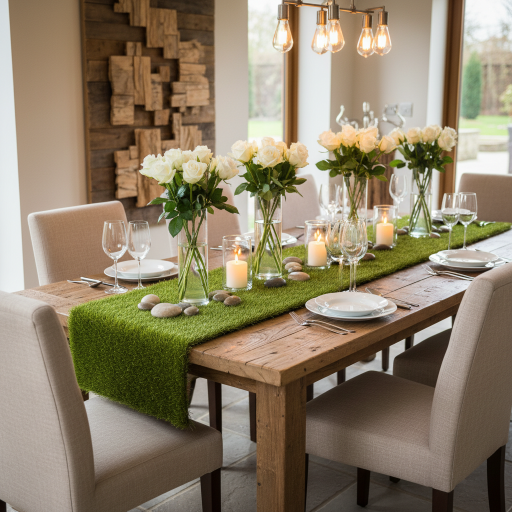 Evergreen Elegance: Inspiring Artificial Grass Centerpiece Ideas for Dining Tables - image 1