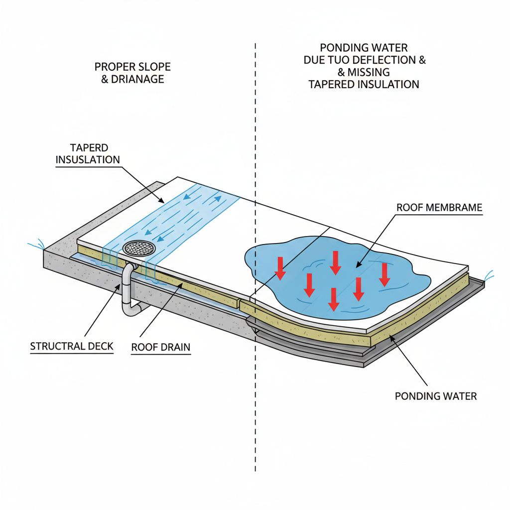 Ponding Water on Your Low-Slope Roof: Causes, Cures, and Prevention - image 2