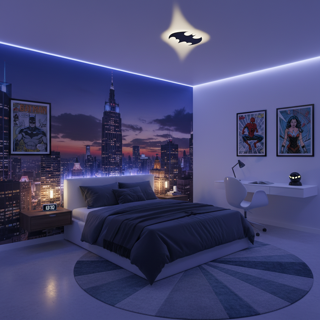 Unveiling the Ultimate Superhero Bedroom Ideas with a Dynamic City Skyline Theme - image 2
